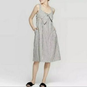 Who What Wear linen blend striped sleeveless dress